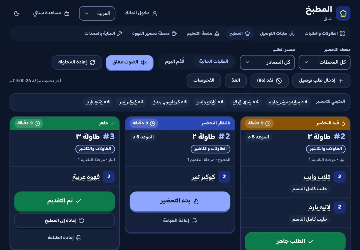 شاشة المطبخ في ستاك