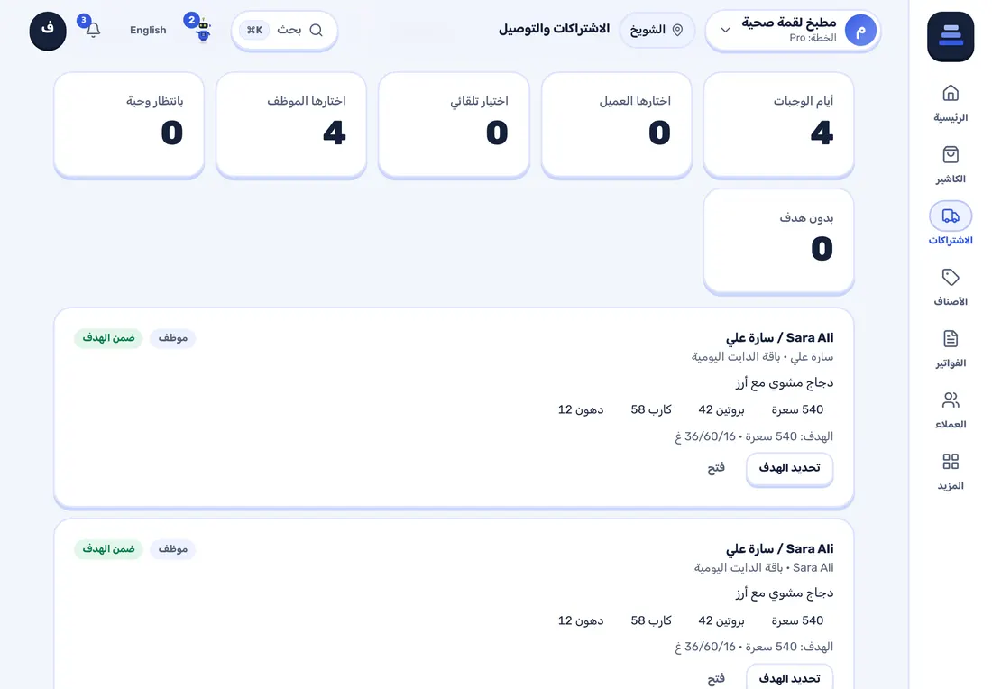 لقطة من ستاك: لوحة وجبات اليوم